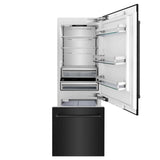 ZLINE 30" 16.1 cu. ft. Built-In 2-Door Bottom Freezer Refrigerator with Internal Water and Ice Dispenser in Black Stainless Steel-RBIV-BS-30