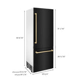 ZLINE 30" Autograph 16.1 cu. ft. 2-Door Bottom Freezer Fridge Water/Ice Dispenser Black Stainless Steel Champagne Bronze Accents RBIVZ-BS-30-CB
