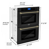 ZLINE 30" Autograph Double Wall Oven with Self Clean and True Convection in Black Stainless Steel Champagne Bronze AWDZ-30-BS-CB