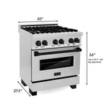 ZLINE 30" Autograph Dual Fuel Range, Stainless Steel, RAZ-30-MB