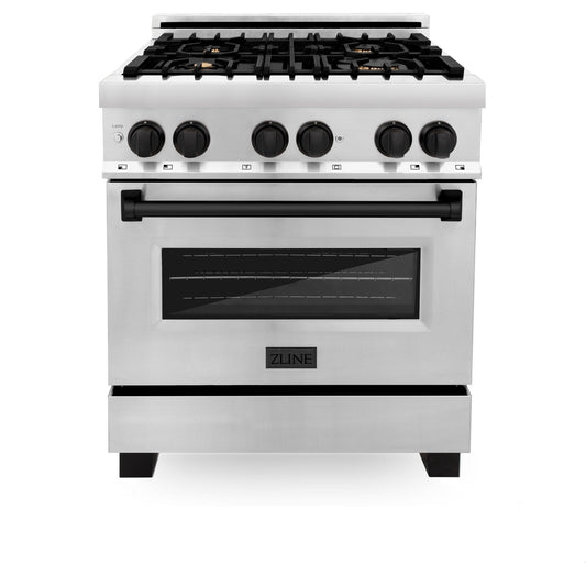 ZLINE 30" Autograph Dual Fuel Range, Stainless Steel, RAZ-30-MB
