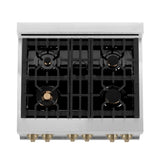ZLINE 30" Autograph Dual Fuel Range, White Door, Bronze, RAZ-WM-30-CB