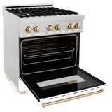 ZLINE 30" Autograph, Dual Fuel Range, White Door, Gold, RASZ-WM-30-G