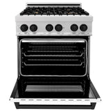 ZLINE 30" Autograph, Dual Fuel Range, White Door, RASZ-WM-30-MB