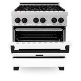 ZLINE 30" Autograph, Dual Fuel Range, White Door, RASZ-WM-30-MB
