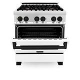 ZLINE 30" Autograph Dual Fuel Range, White Door, RAZ-WM-30-MB