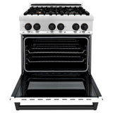 ZLINE 30" Autograph Dual Fuel Range, White Door, RAZ-WM-30-MB