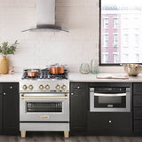 ZLINE 30" Autograph Edition, Dual Fuel Range, Gold Accents, RAZ-30-G