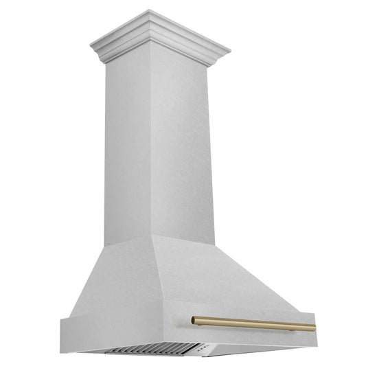 ZLINE 30" Autograph Edition Fingerprint Resistant Stainless Steel Range Hood, Champagne Bronze Handle 8654SNZ-30-CB