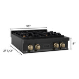 ZLINE 30" Autograph Edition Rangetop, Gold Accents, RTBZ-30-CB