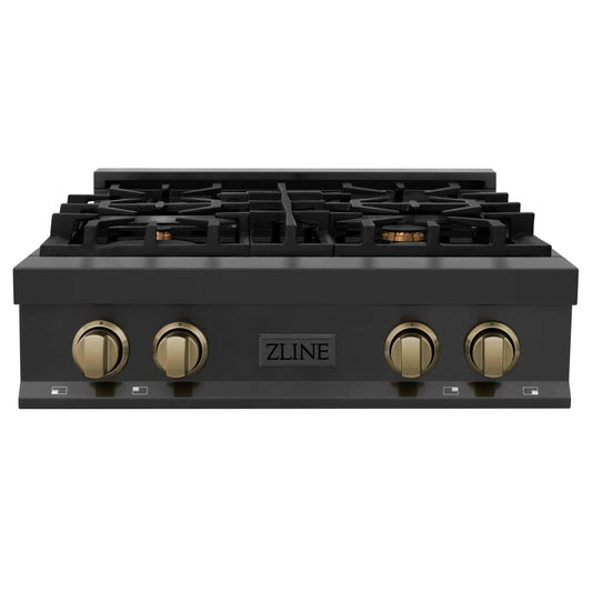 ZLINE 30" Autograph Edition Rangetop, Gold Accents, RTBZ-30-CB