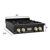 ZLINE 30" Autograph Edition Rangetop, Gold Accents, RTBZ-30-G