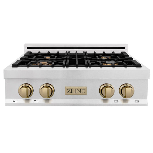 ZLINE 30" Autograph Rangetop, DuraSnow, Bronze Accents, RTSZ-30-CB