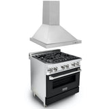 ZLINE 30" Bundle Range RA-BLM-30 & Wall Range Hood KB-30, 2KP-RABLMRH30