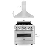 ZLINE 30" Bundle Range RA30 & Wall Range Hood KB-30, 2KP-RARH30
