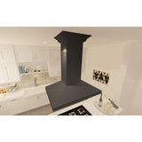 ZLINE 30" Designer Wooden Island Range Hood in Black, KBiCC-30