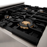 ZLINE 30" Dual Fuel Oven Range, Stainless Steel, Brass Burners, RA-BR-30