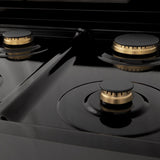 ZLINE 30" Dual Fuel Range, Black Stainless, Champagne Bronze, RABZ-30-CB