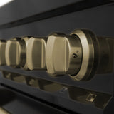 ZLINE 30" Dual Fuel Range, Black Stainless, Champagne Bronze, RABZ-30-CB