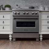 ZLINE 30" Dual Fuel Range, Snow Stainless, Snow Stainless Door, RAS-SN-30