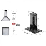 ZLINE 30" Island Mount Range Hood in Black Stainless Steel (BSKE2iN-30)