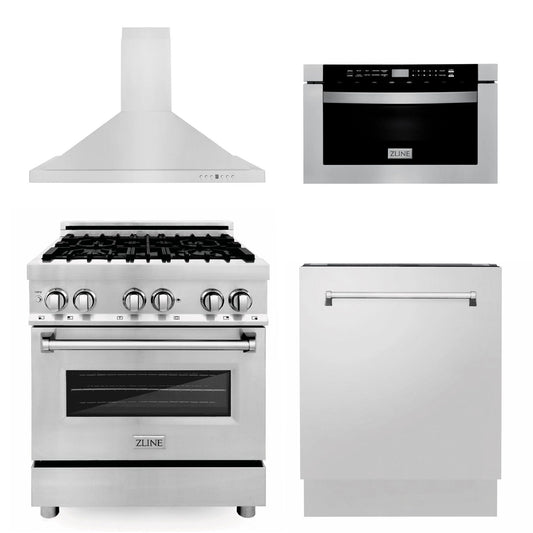 ZLINE 30 " Package Range RA30, Range Hood KB, Microwave MWD-1 , Dishwasher DWV-24, 4KP-RARH30-MWDWV