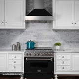ZLINE 30" Professional Dual Fuel Range, Snow Stainless, Black Matte Door, RAS-BLM-30