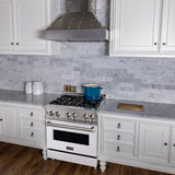 ZLINE 30" Professional Dual Fuel Range, White Matte Door, RA-WM-30