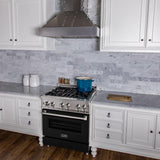 ZLINE 30" Professional Dual Fuel Range with Black Matte Door, RA-BLM-30
