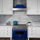 ZLINE 30" Snow Finish Wall Range Hood, Blue Gloss Shell, 8654BG-30