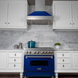 ZLINE 30" Snow Finish Wall Range Hood, Blue Gloss Shell, 8654BG-30