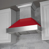 ZLINE 30" Snow Finish Wall Range Hood, Red Gloss Shell, 8654RG-30
