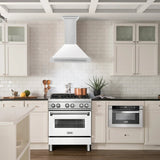 ZLINE 30" Stainless Steel Range Hood with White Matte Shell and Stainless Steel Handle KB4STX-WM-30