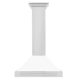 ZLINE 30" Stainless Steel Range Hood with White Matte Shell and Stainless Steel Handle KB4STX-WM-30