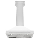 ZLINE 30" Stainless Steel Range Hood with White Matte Shell and Stainless Steel Handle KB4STX-WM-30