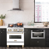 ZLINE 30"Autograph, Dual Fuel Range, Stainless, Gold Accents, RAZ-WM-30-G