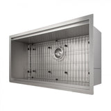 ZLINE 33" Undermount Single Bowl Ledge Sink, Stainless with Accessories, SLS-33