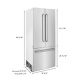 ZLINE 36" 19.6 cu. Ft. Panel Ready Built-In 3-Door French Door Refrigerator with Internal Water and Ice Dispenser RBIV-36