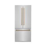 ZLINE 36" Autograph 19.6 cu. ft. 2-Door Bottom Freezer Fridge Water/Ice Dispenser Stainless Steel Champagne Bronze Accents RBIVZ-304-36-CB