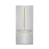 ZLINE 36” Autograph 19.6 cu. ft. 2-Door Bottom Freezer Fridge Water/Ice Dispenser Stainless Steel Gold Accents RBIVZ-304-36-G