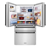 ZLINE 36" Autograph 21.6 cu. ft French Door Refrigerator with Ice Maker in Fingerprint Resistant Stainless Steel RFMZ-W-36-MB