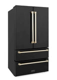 ZLINE 36" Autograph 22.5 cu. Ft French Door Refrigerator with Ice Maker Black Stainless Steel with Gold Accents RFMZ-36-BS-G