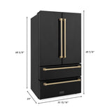 ZLINE 36" Autograph 22.5 cu. ft French Door Refrigerator with Ice Maker in Black Stainless Steel RFMZ-36-BS-CB
