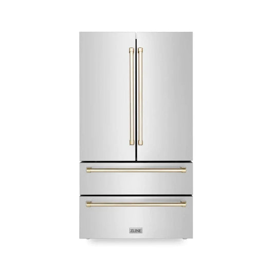 ZLINE 36" Autograph 22.5 cu. ft French Door Refrigerator with Ice Maker Stainless Steel RFMZ-36-G
