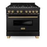 ZLINE 36" Autograph Dual Fuel Range, Black Stainless, RABZ-36-CB