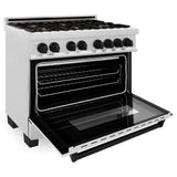 ZLINE 36" Autograph Dual Fuel Range, DuraSnow, Black, RASZ-SN-36-MB