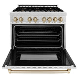 ZLINE 36" Autograph Dual Fuel Range, DuraSnow,Champagne, RASZ-SN-36-CB