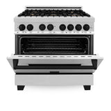ZLINE 36" Autograph Dual Fuel Range, Stainless Steel, RAZ-36-MB