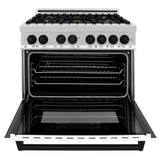ZLINE 36" Autograph Dual Fuel Range, White Door, RAZ-WM-36-MB