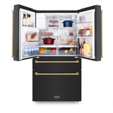 ZLINE 36" Autograph French Door Refrigerator with Water and Ice Dispenser in Black Stainless Steel RFMZ-W-36-BS-CB